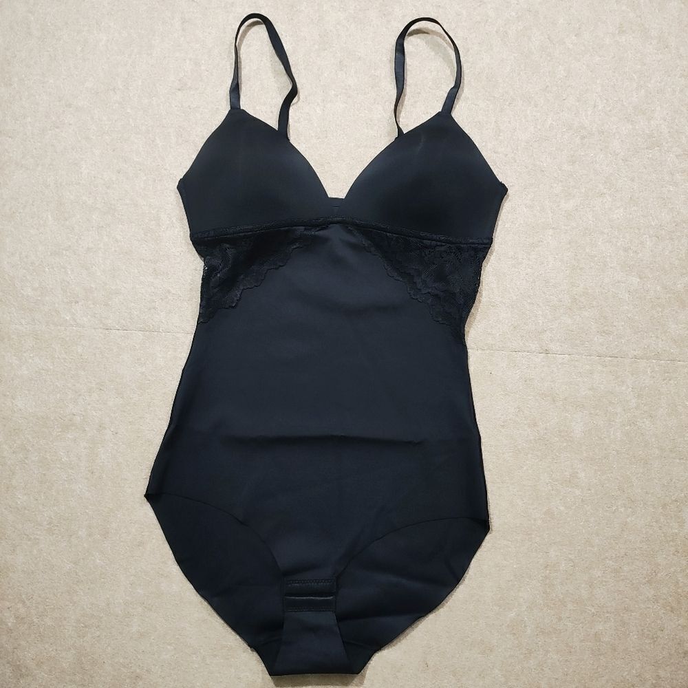 Comfort By Real Black Lace Scuba Shapewear Bodysuit #8 - Picture 3 of 6